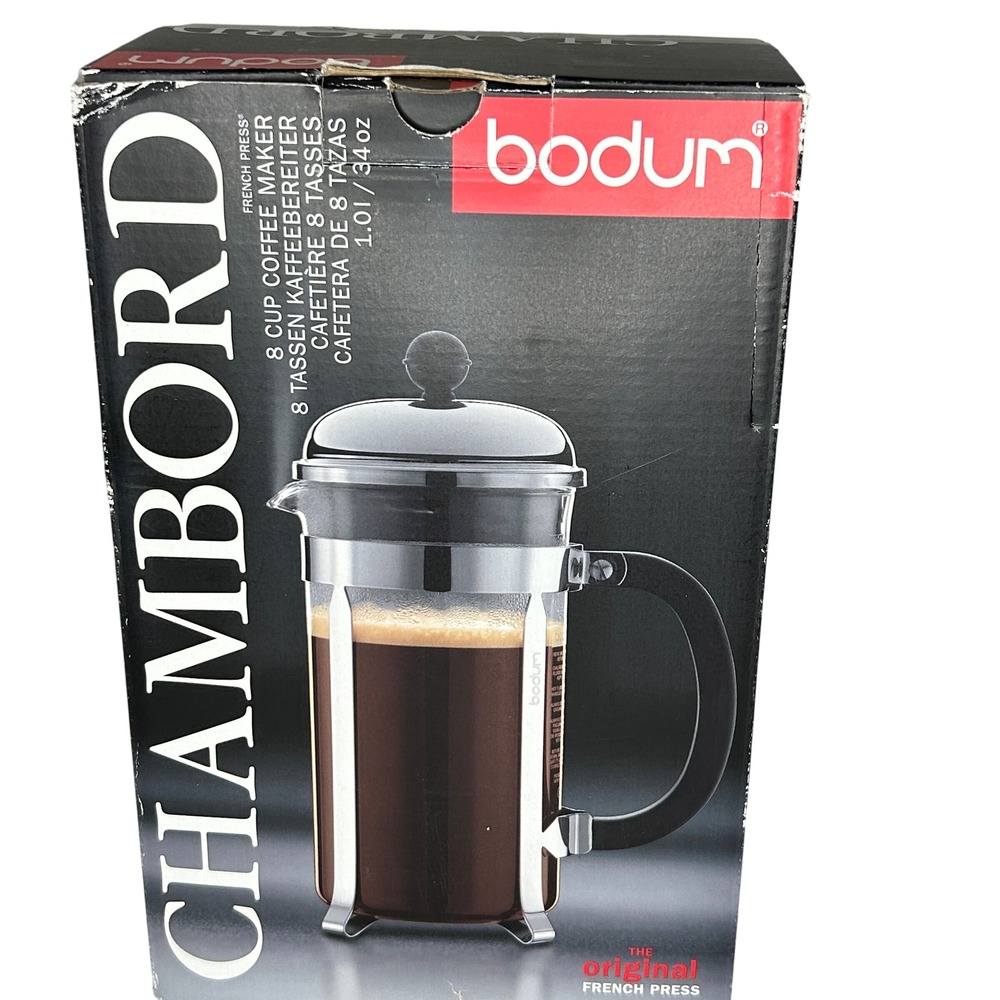 Bodum Chambord French Press 8 Cup Coffee Maker 34oz Chrome Silver 1928-16US4 NEW